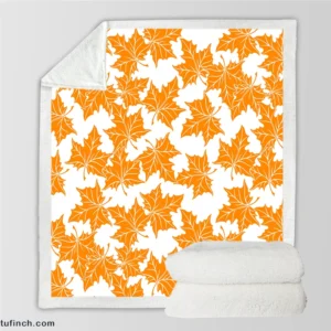 Orange Color Maple Leaves Sherpa Fleece Blanket