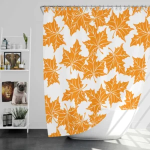 Orange Color Maple Leaves Shower Curtain