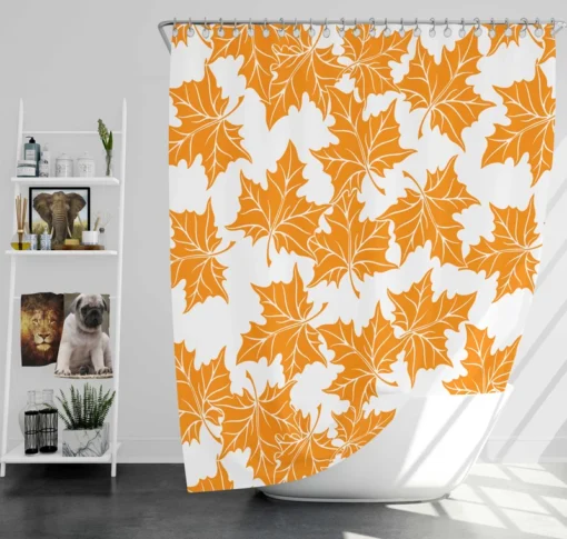 Orange Color Maple Leaves Shower Curtain