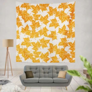 Orange Color Maple Leaves Wall Tapestry