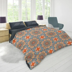 Orange Colored Morocco Pattern Duvet Cover 1