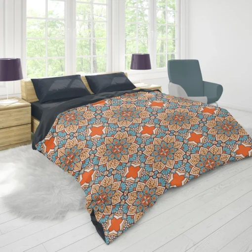 Orange Colored Morocco Pattern Duvet Cover 1