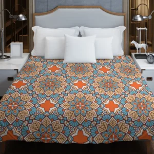 Orange Colored Morocco Pattern Duvet Cover