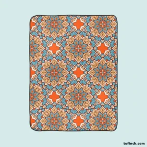 Orange Colored Morocco Pattern Fleece Blanket 1