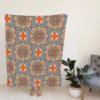 Orange Colored Morocco Pattern Fleece Blanket