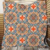 Orange Colored Morocco Pattern Quilt Blanket