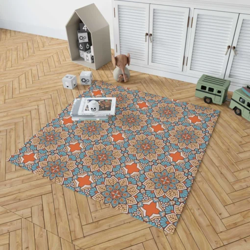 Orange Colored Morocco Pattern Rug 1