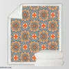 Orange Colored Morocco Pattern Sherpa Fleece Blanket