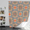 Orange Colored Morocco Pattern Shower Curtain