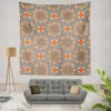 Orange Colored Morocco Pattern Wall Tapestry