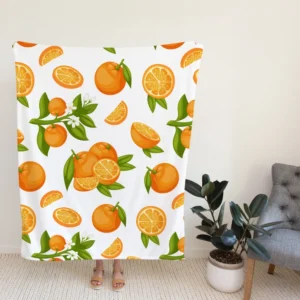 Orange Fruit And Sliced Fleece Blanket