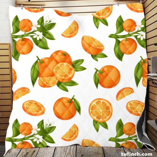 Orange Fruit And Sliced Quilt Blanket