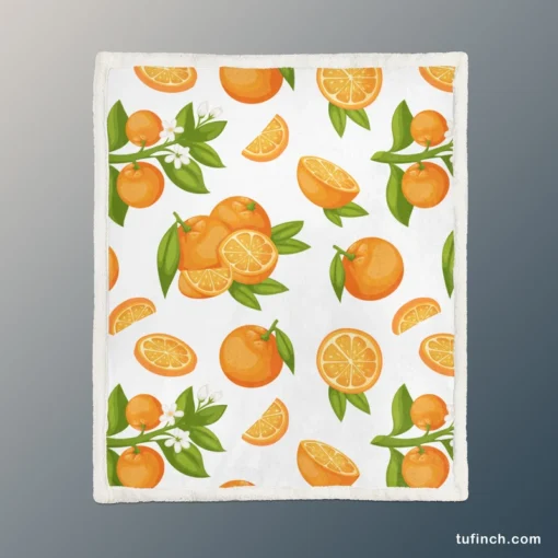 Orange Fruit And Sliced Sherpa Fleece Blanket 1