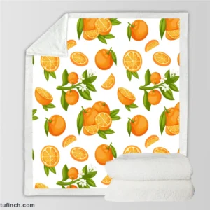 Orange Fruit And Sliced Sherpa Fleece Blanket