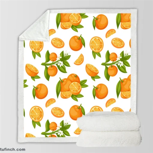 Orange Fruit And Sliced Sherpa Fleece Blanket