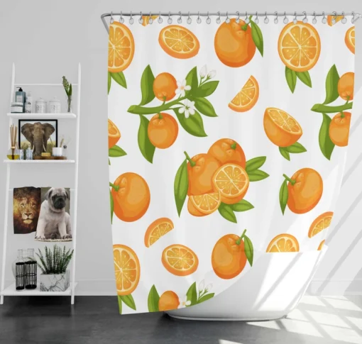 Orange Fruit And Sliced Shower Curtain