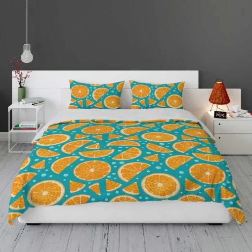 Orange Fruit Blue Background Bedding Set 1