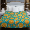 Orange Fruit Blue Background Duvet Cover