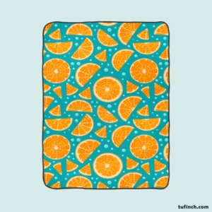 Orange Fruit Blue Background Fleece Blanket 1