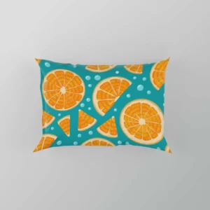 Orange Fruit Blue Background Pillow Case