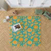 Orange Fruit Blue Background Rug