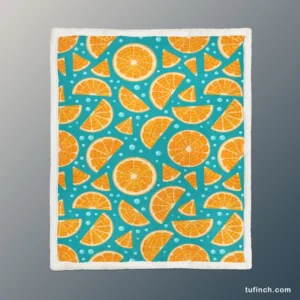 Orange Fruit Blue Background Sherpa Fleece Blanket 1