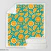 Orange Fruit Blue Background Sherpa Fleece Blanket