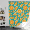 Orange Fruit Blue Background Shower Curtain