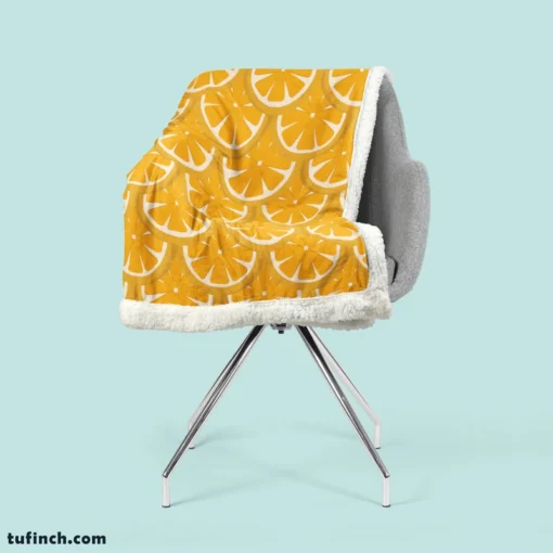 Orange Fruit Circle Cuts Sherpa Fleece Blanket 2