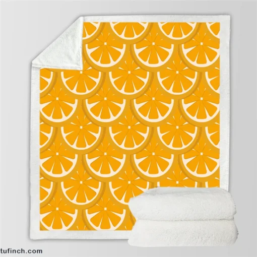 Orange Fruit Circle Cuts Sherpa Fleece Blanket