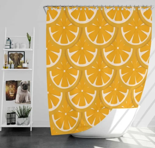 Orange Fruit Circle Cuts Shower Curtain