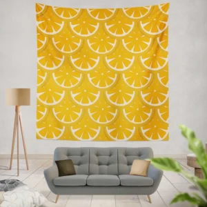 Orange Fruit Circle Cuts Wall Tapestry