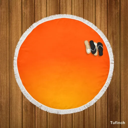 Orange Gradient Color Round Beach Towel