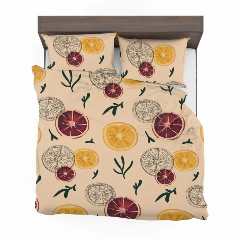 Orange Grapefruit Hand Drawn Bedding Set 2