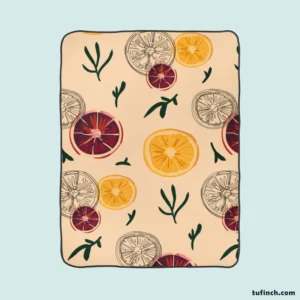 Orange Grapefruit Hand Drawn Fleece Blanket 1