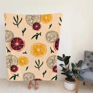 Orange Grapefruit Hand Drawn Fleece Blanket