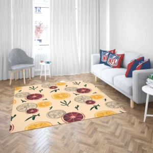 Orange Grapefruit Hand Drawn Rug 2