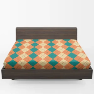 Orange Green Argyle Pattern Fitted Sheet 1