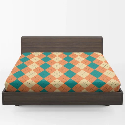 Orange Green Argyle Pattern Fitted Sheet 1