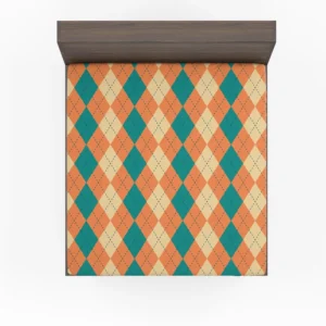 Orange Green Argyle Pattern Fitted Sheet