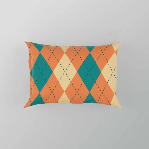 Orange Green Argyle Pattern Pillow Case