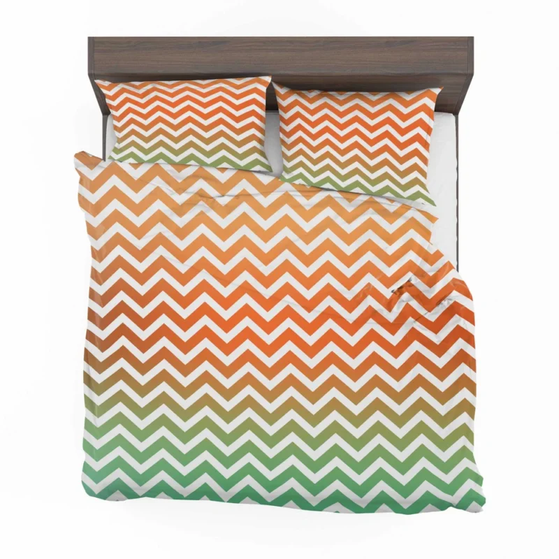 Orange Green Pastel Chevron Stripes Bedding Set 2