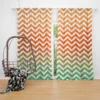 Orange Green Pastel Chevron Stripes Curtain