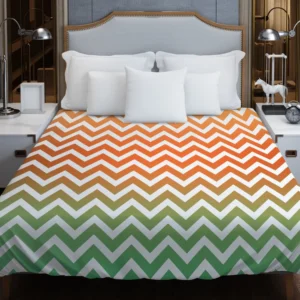 Orange Green Pastel Chevron Stripes Duvet Cover