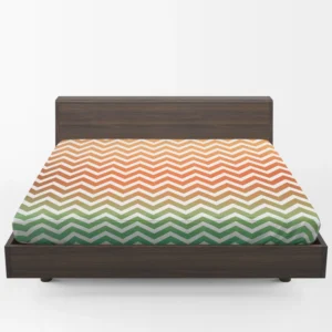 Orange Green Pastel Chevron Stripes Fitted Sheet 1