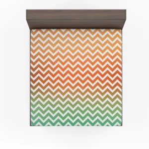 Orange Green Pastel Chevron Stripes Fitted Sheet