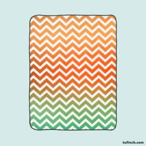 Orange Green Pastel Chevron Stripes Fleece Blanket 1