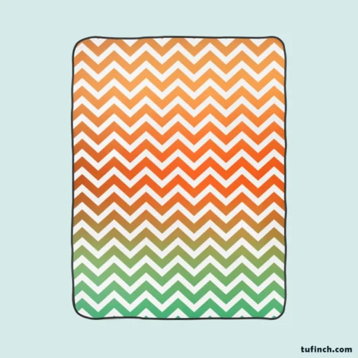 Orange Green Pastel Chevron Stripes Fleece Blanket 1