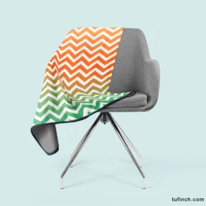 Orange Green Pastel Chevron Stripes Fleece Blanket 2