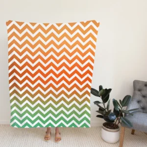 Orange Green Pastel Chevron Stripes Fleece Blanket